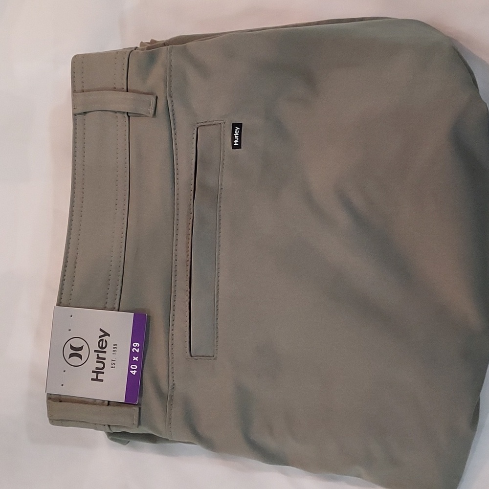 Hurley Men's Green Flat Front Jet Set Tech Pants 40x29